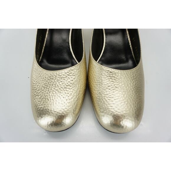 Saint Laurent Gold Leather Babies Ankle Strap Pumps Size 36.5 YSL - Picture 7 of 12